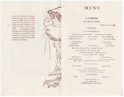 1941 alaska line ziegler etching menu